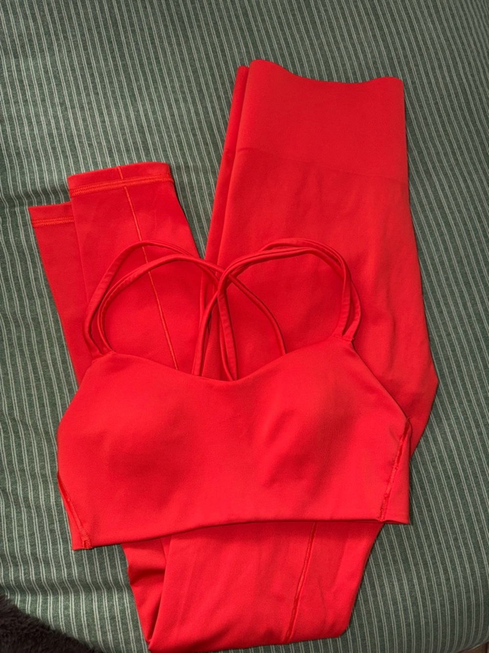 Savage X Fenty Red Strappy Sports Bra XS and Legging M (used 1 time)
